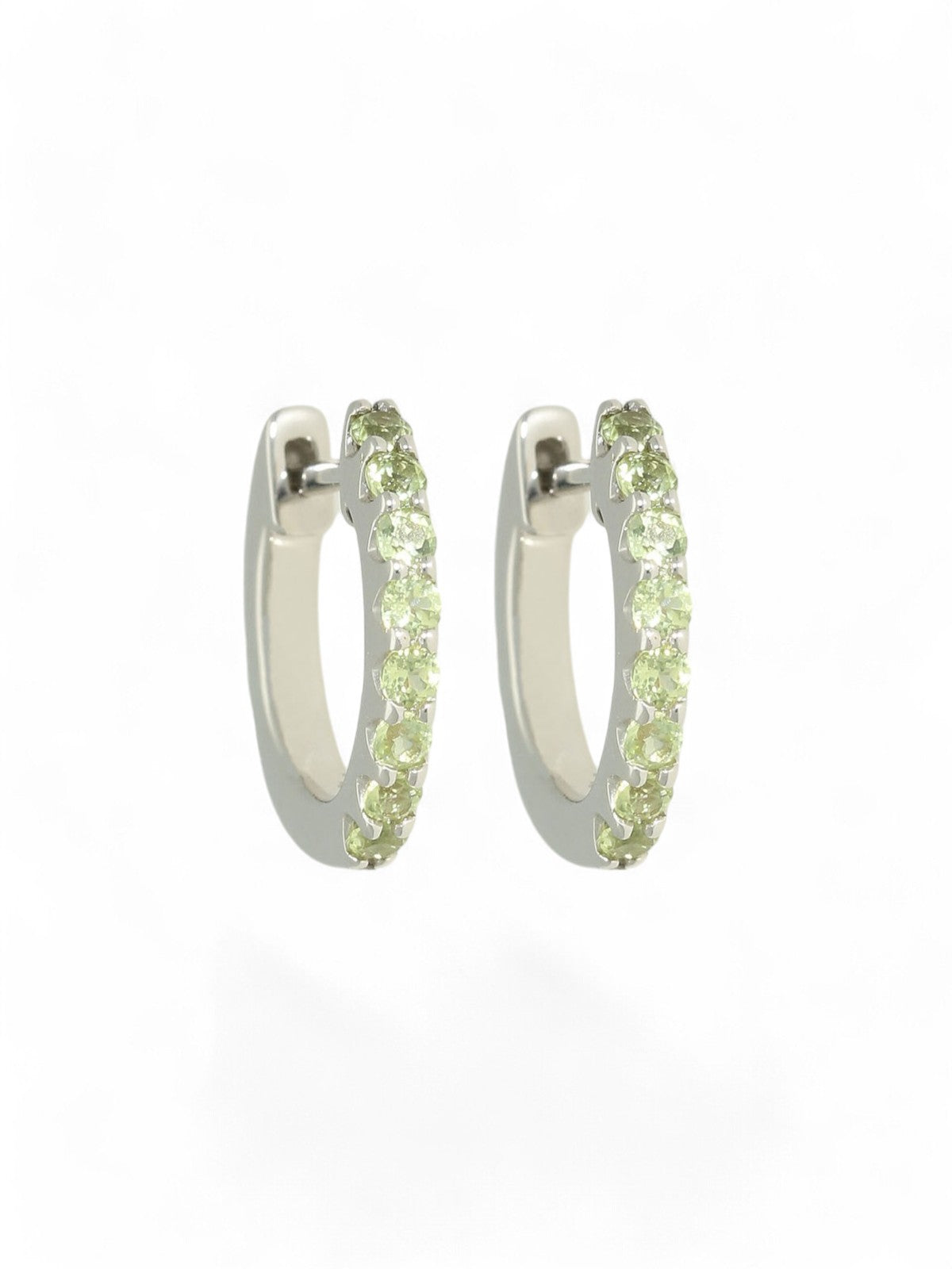 Peridot Half Set Hoop Earrings in 9ct White Gold