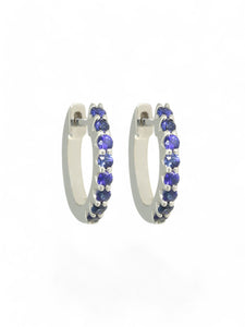 Sapphire Half Set Hoop Earrings in 9ct White Gold