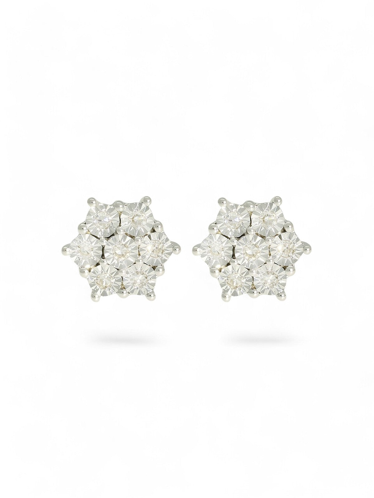 Diamond Cluster Stud Earrings in 9ct White Gold