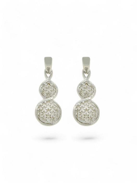 Diamond Pave Drop Earrings in 9ct White Gold