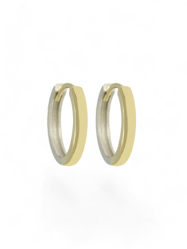 Polished Half Huggie Hoop Earrings in 9ct Yellow & White Gold