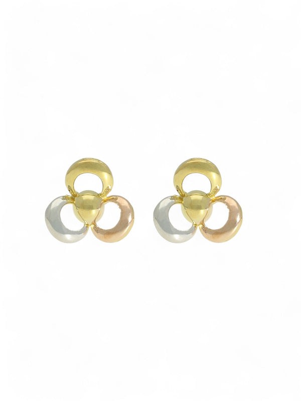 Flower Stud Earrings in 9ct Yellow, White & Rose Gold