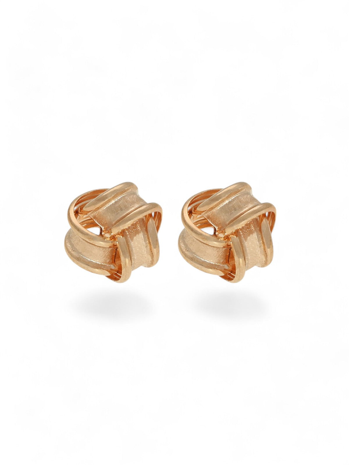 Frosted Ribbon Knot Stud Earrings 7.5mm in 9ct Rose Gold