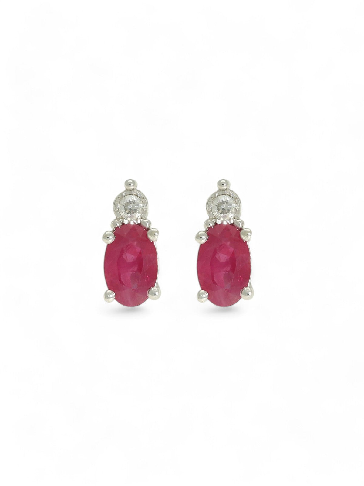 Ruby and Diamond Drop Earrings in 9ct White Gold