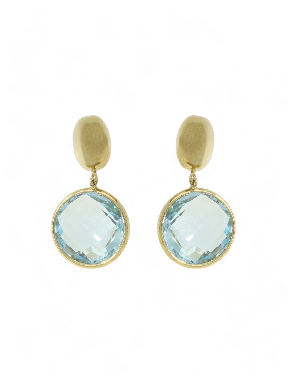 Blue Topaz Drop Earrings 11mm in 9ct Yellow Gold