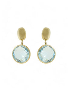 Blue Topaz Drop Earrings 11mm in 9ct Yellow Gold