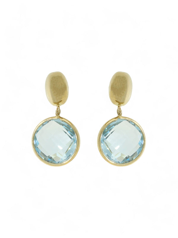 Blue Topaz Drop Earrings 11mm in 9ct Yellow Gold