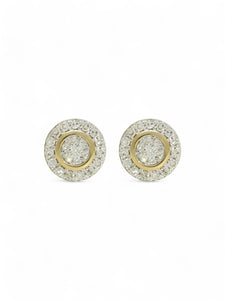 Diamond Round Brilliant Halo Cluster Stud Earrings in 9ct Yellow Gold