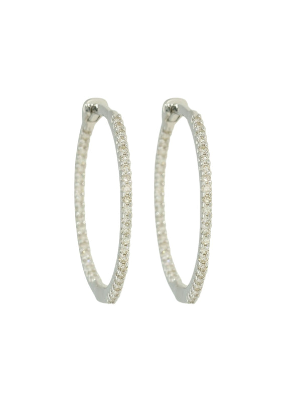 Diamond Inside-Out Hoop Earrings 0.25ct in 9ct White Gold