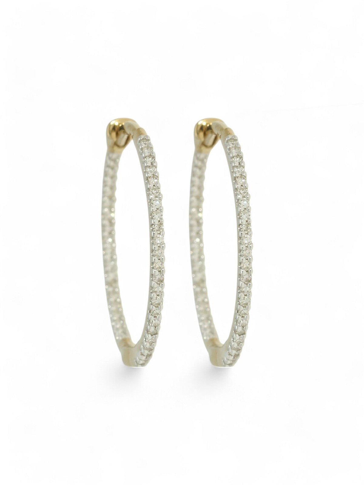 Diamond Inside-Out Hoop Earrings 0.25ct in 9ct Yellow Gold