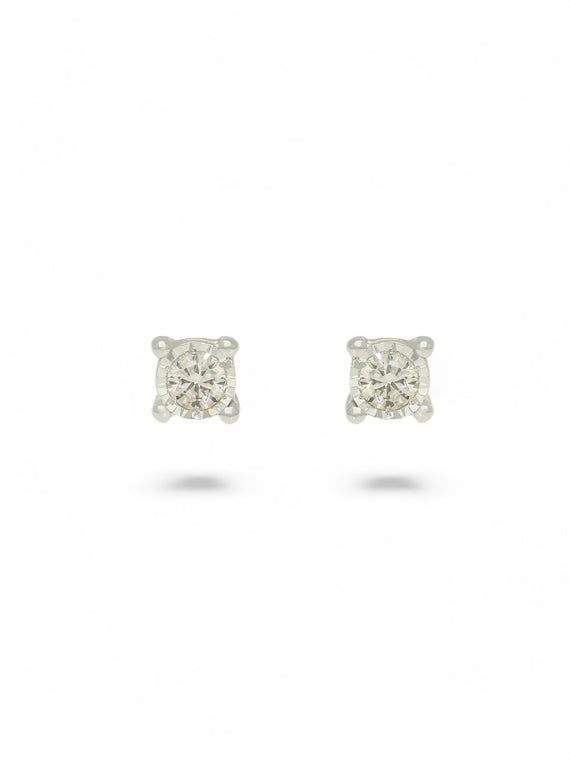 Diamond Round Brilliant 0.15ct Solitaire Stud Earrings in 9ct White Gold
