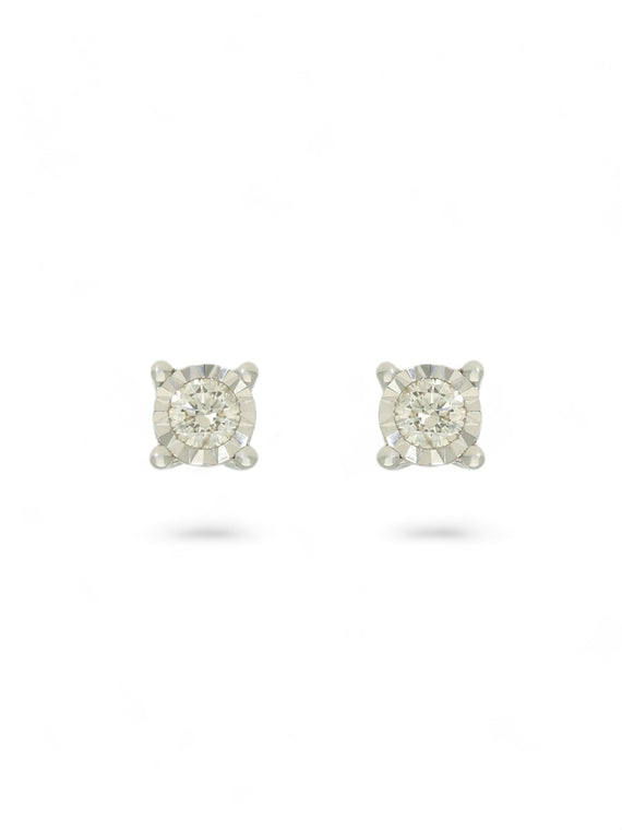 Diamond Round Brilliant 0.20ct Solitaire Stud Earrings in 9ct White Gold