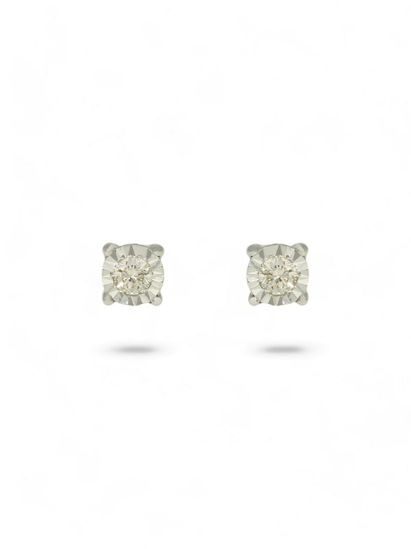 Diamond Round Brilliant 0.10ct Solitaire Stud Earrings in 9ct White Gold
