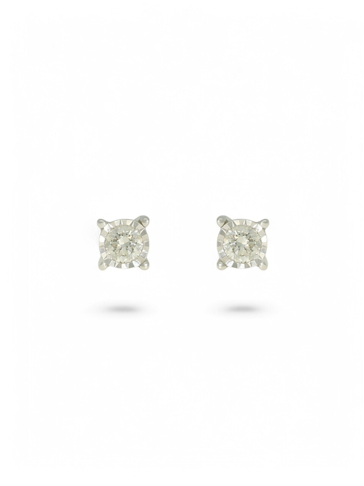 Diamond Round Brilliant 0.15ct Solitaire Stud Earrings in 9ct White Gold