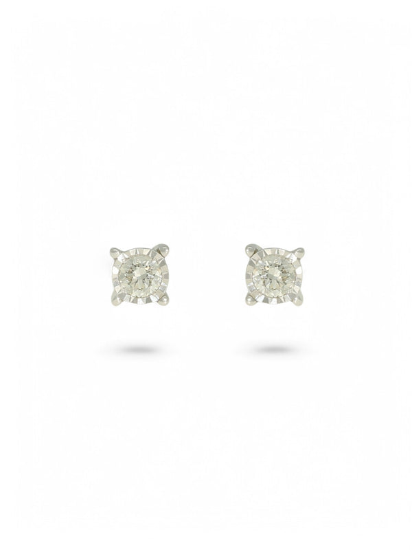 Diamond Round Brilliant 0.15ct Solitaire Stud Earrings in 9ct White Gold