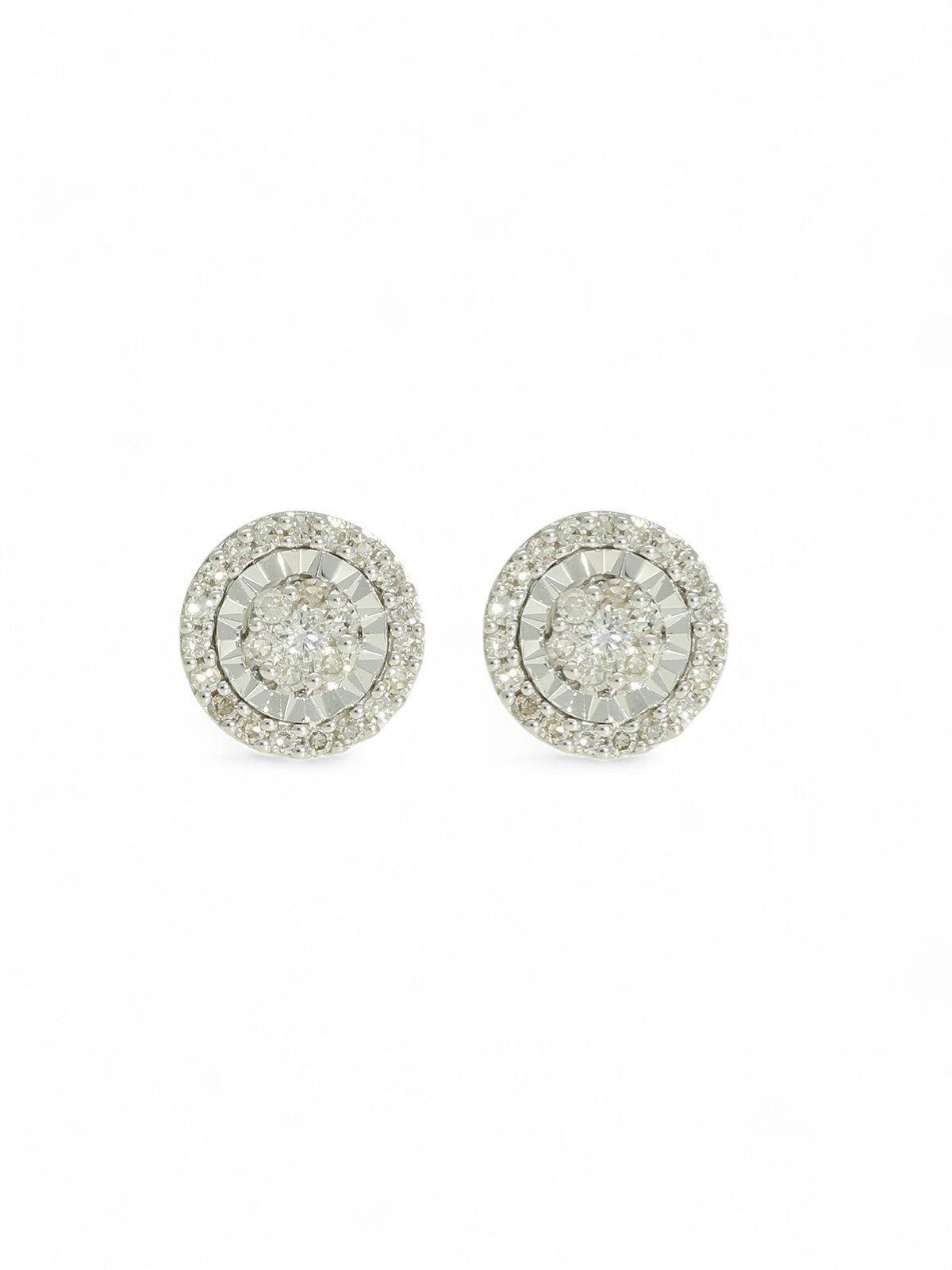 Diamond Round Cluster Stud Earrings in 9ct White Gold