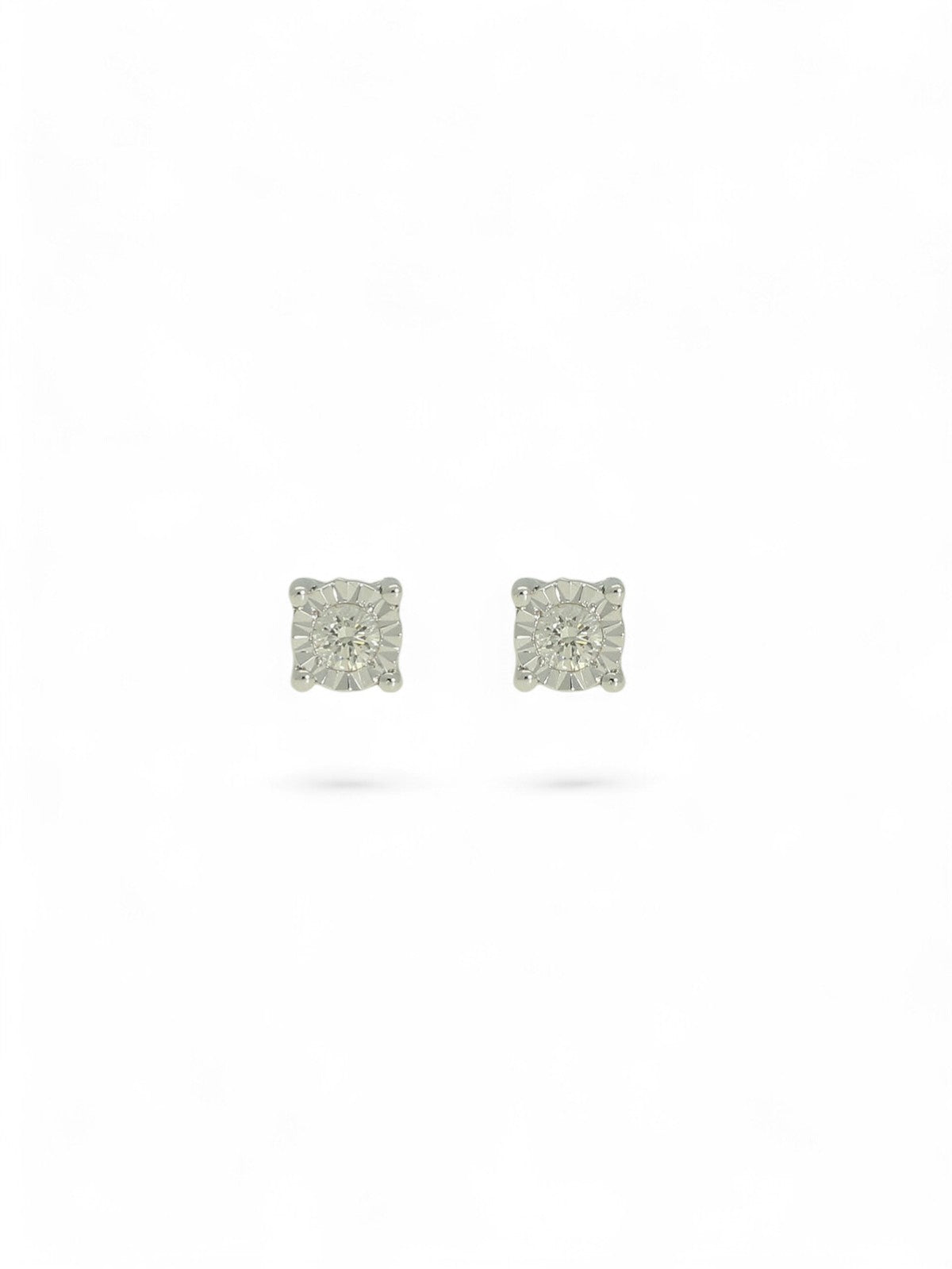 Diamond Round Brilliant 0.05ct Solitaire Stud Earrings in 9ct White Gold