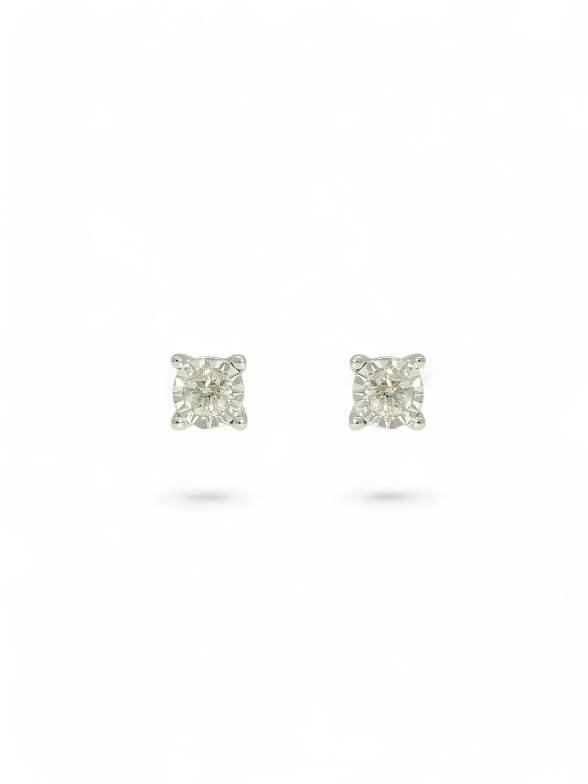 Diamond Round Brilliant 0.08ct Solitaire Stud Earrings in 9ct White Gold