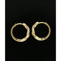 Diamond Twist Hoop Earrings in 9ct Yellow Gold