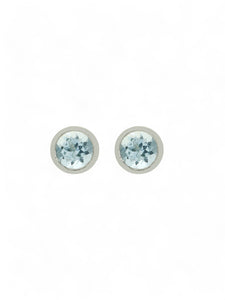 Aquamarine Stud Earrings 6mm in 18ct White Gold