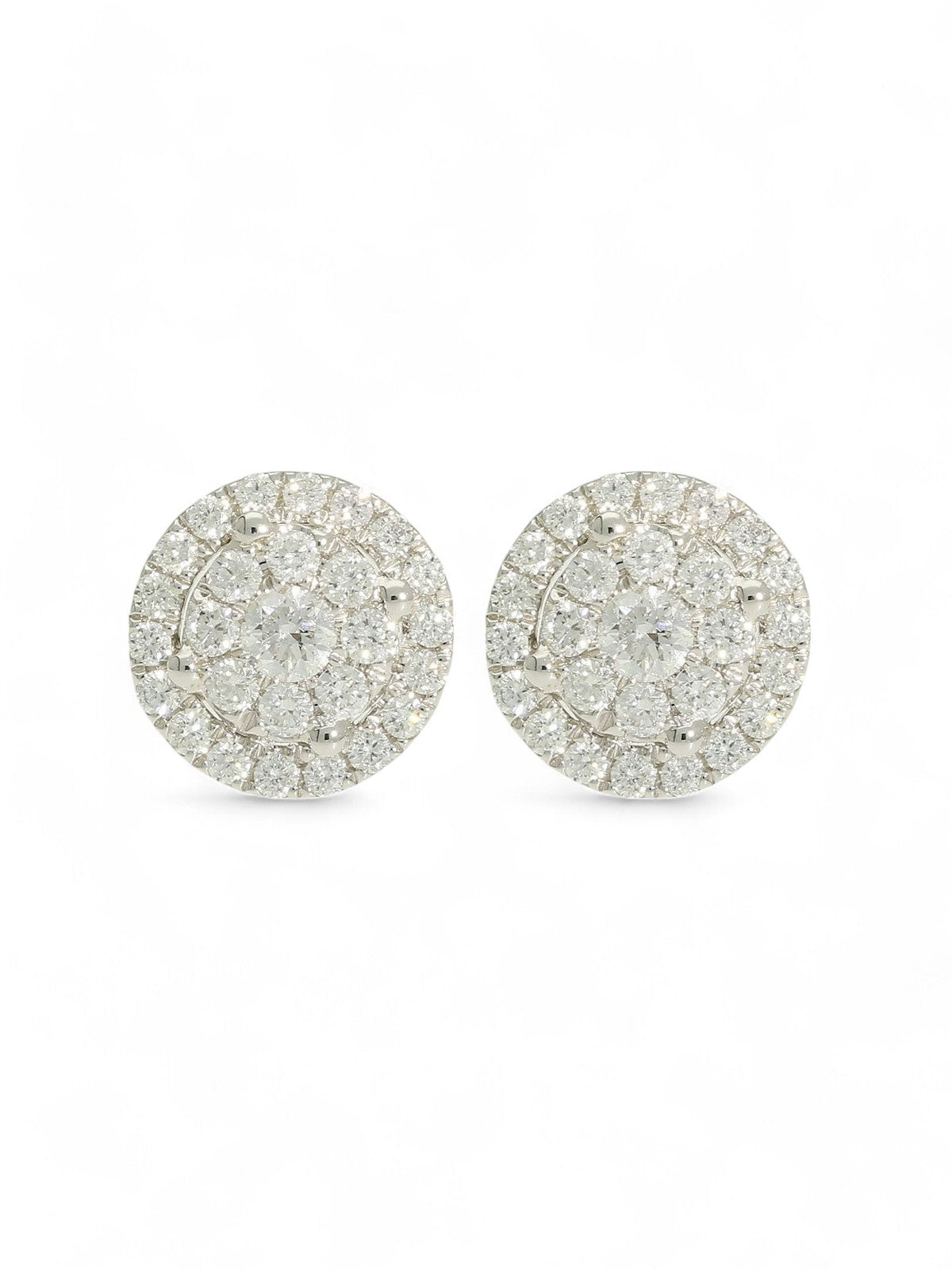 SALE Diamond Cluster Stud Earrings 0.62ct in 18ct White Gold