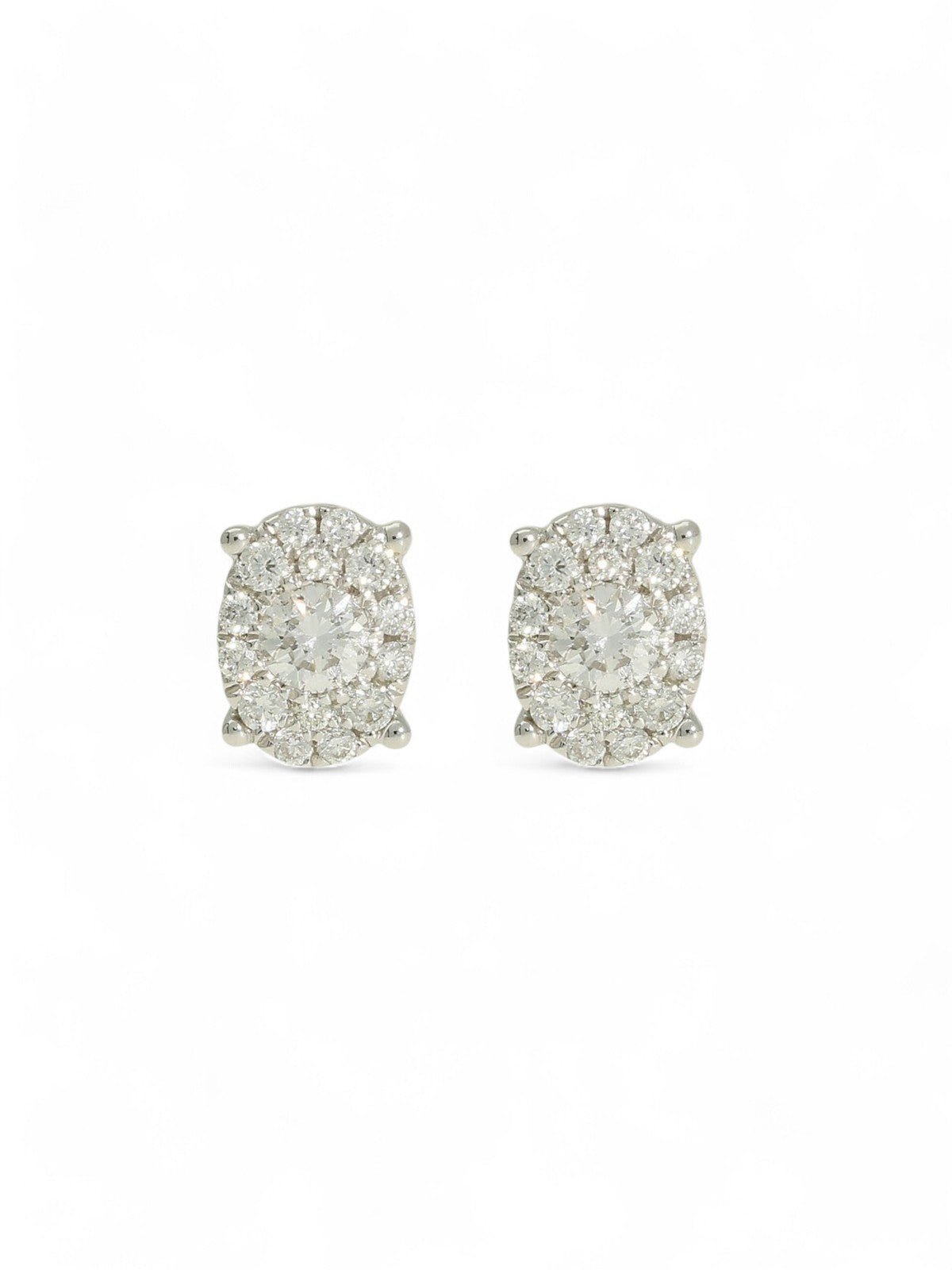 SALE Oval Shaped Pave Set Diamond Stud Earrings in 18ct White Gold