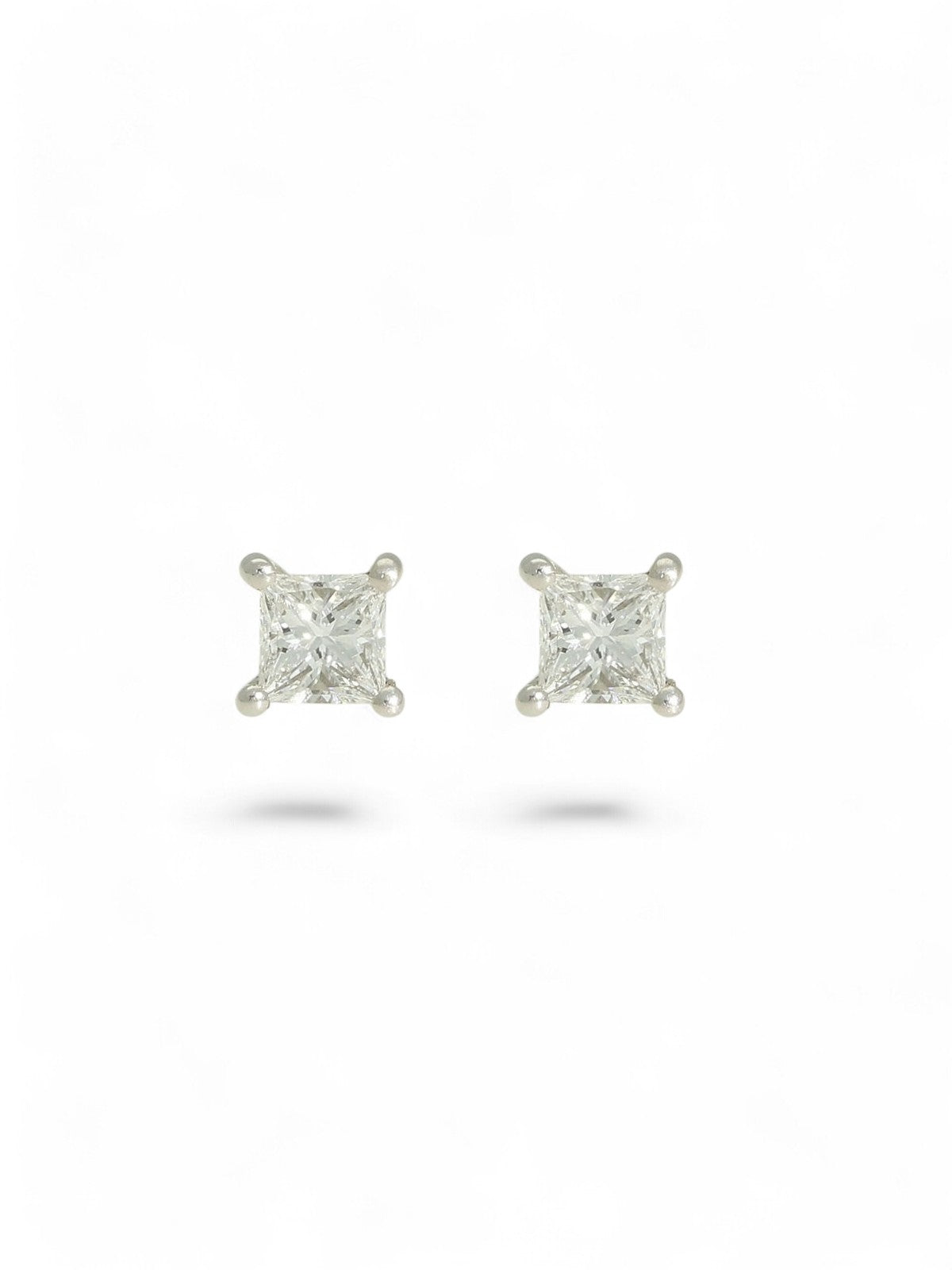 SALE Diamond Solitaire Stud Earrings "The Grace Collection" 0.40ct Princess Cut in 18ct White Gold