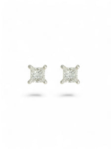 SALE Diamond Solitaire Stud Earrings "The Grace Collection" 0.40ct Princess Cut in 18ct White Gold