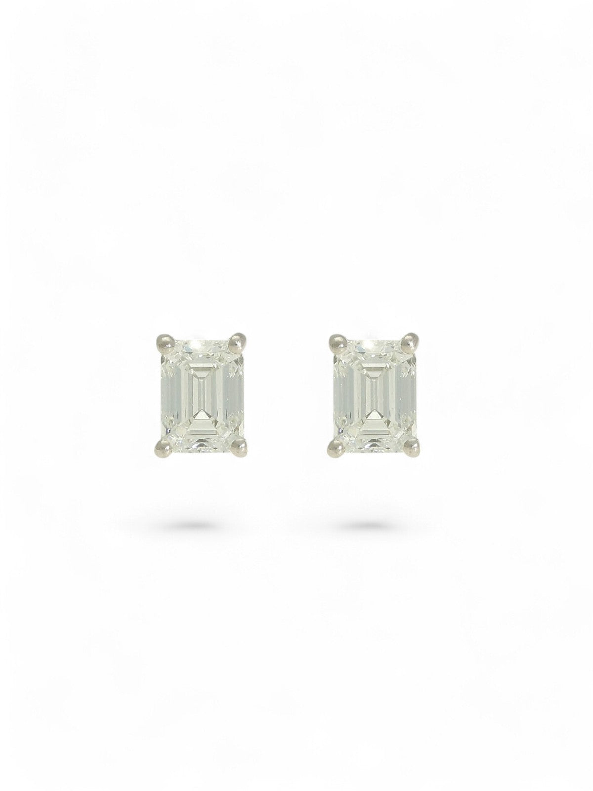 SALE Diamond Solitaire Stud Earrings "The Zara Collection" 0.85ct Emerald Cut in 18ct White Gold