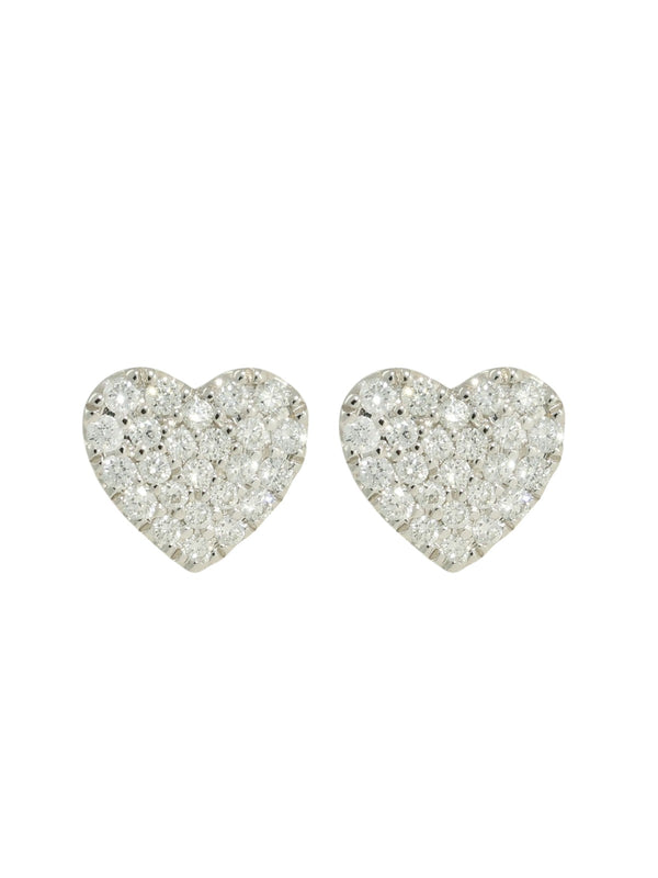 Diamond Heart Stud Earrings 0.33ct in 18ct White Gold