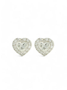 Diamond Cluster Stud Earrings 0.65ct Heart & Round Brilliant Cut in 18ct White Gold