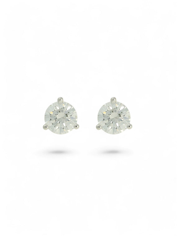 Diamond Round Brilliant 1.00ct Solitaire Stud Earrings in 18ct White Gold