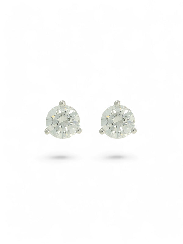 Diamond Round Brilliant 1.00ct Solitaire Stud Earrings in 18ct White Gold