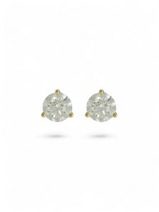 Diamond Round Brilliant 1.00ct Solitaire Stud Earrings in 18ct Yellow Gold