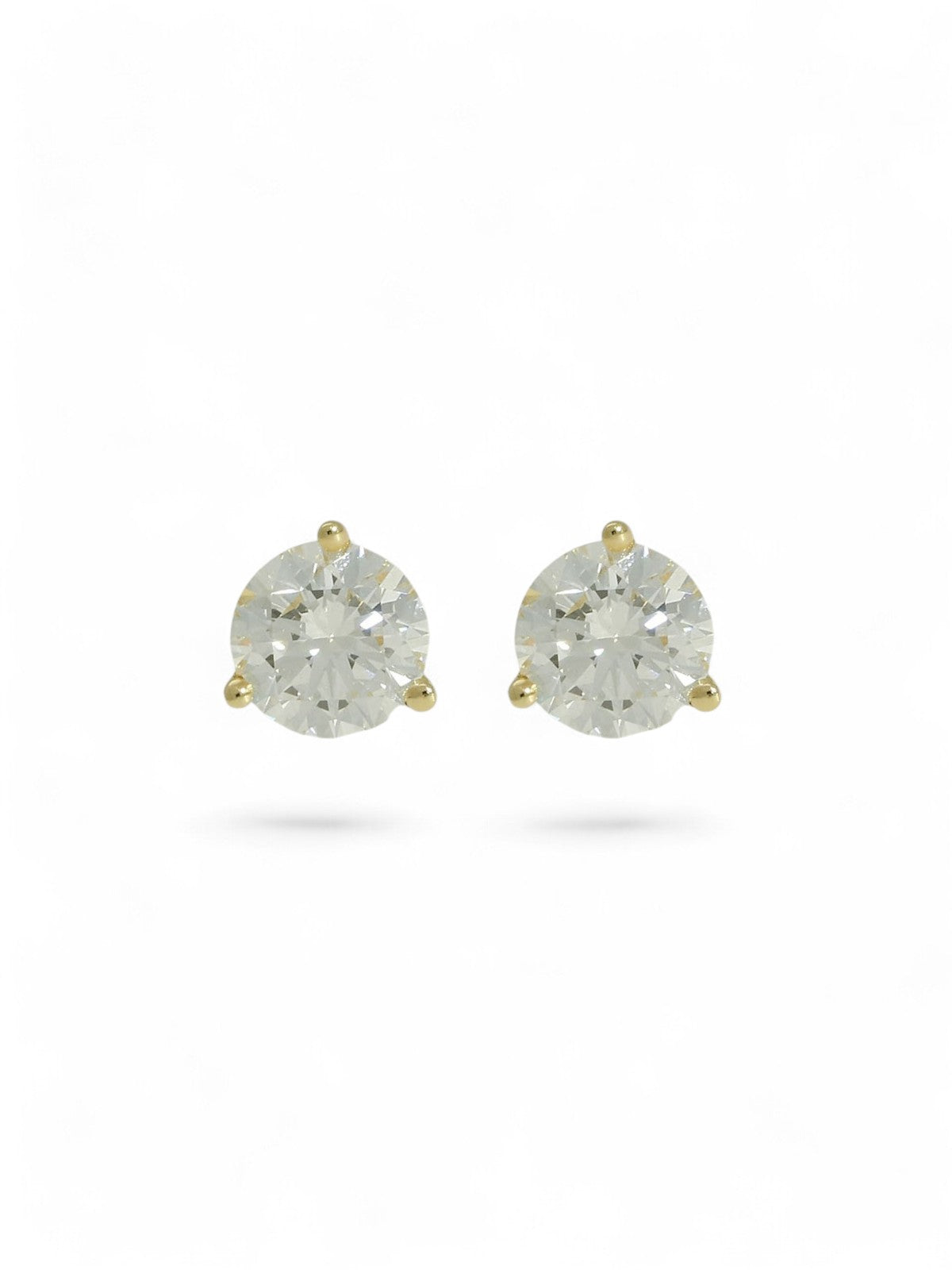 Diamond Round Brilliant 1.40ct Solitaire Stud Earrings in 18ct Yellow Gold