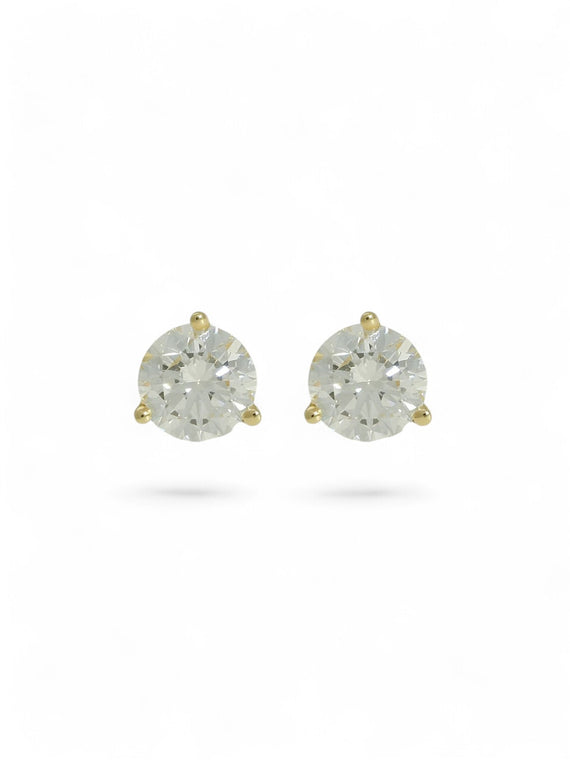 Diamond Round Brilliant 1.40ct Solitaire Stud Earrings in 18ct Yellow Gold