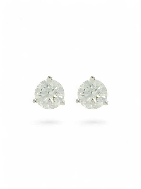 Diamond Round Brilliant 1.80ct Solitaire Stud Earrings in 18ct White Gold