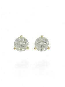 Diamond Round Brilliant 1.80ct Solitaire Stud Earrings in 18ct Yellow Gold