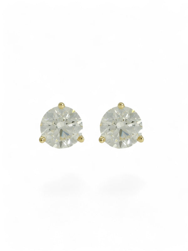 Diamond Round Brilliant 1.80ct Solitaire Stud Earrings in 18ct Yellow Gold