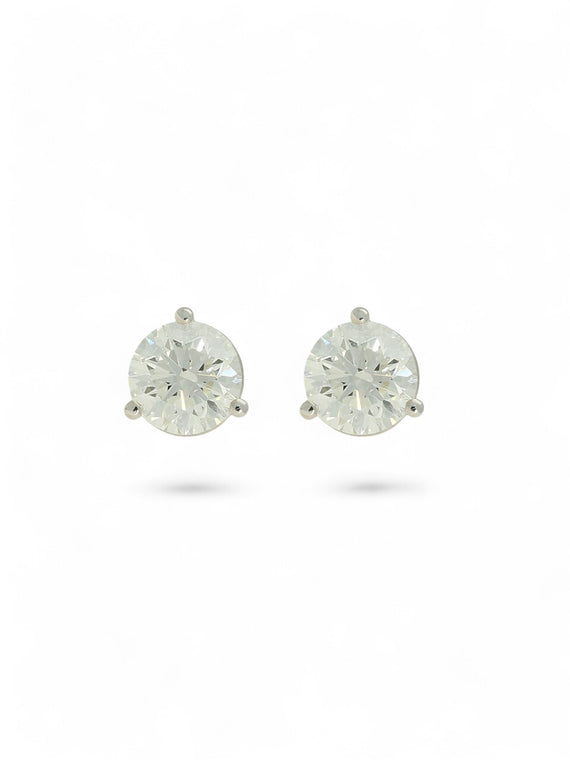 Diamond Round Brilliant 1.40ct Solitaire Stud Earrings in 18ct White Gold