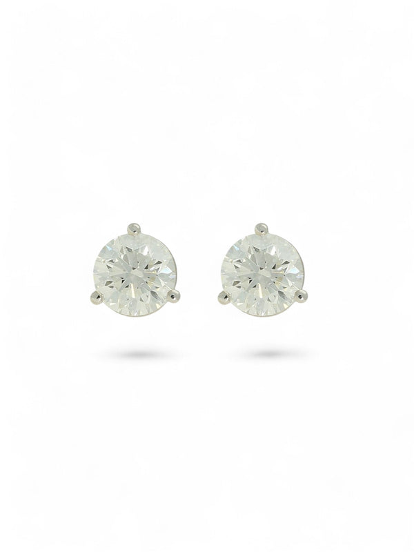 Diamond Round Brilliant 1.40ct Solitaire Stud Earrings in 18ct White Gold