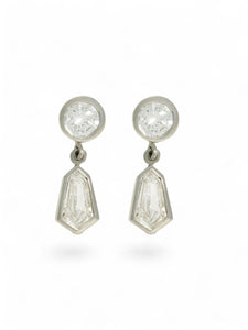 Diamond Trapeze Drop Earrings in Platinum