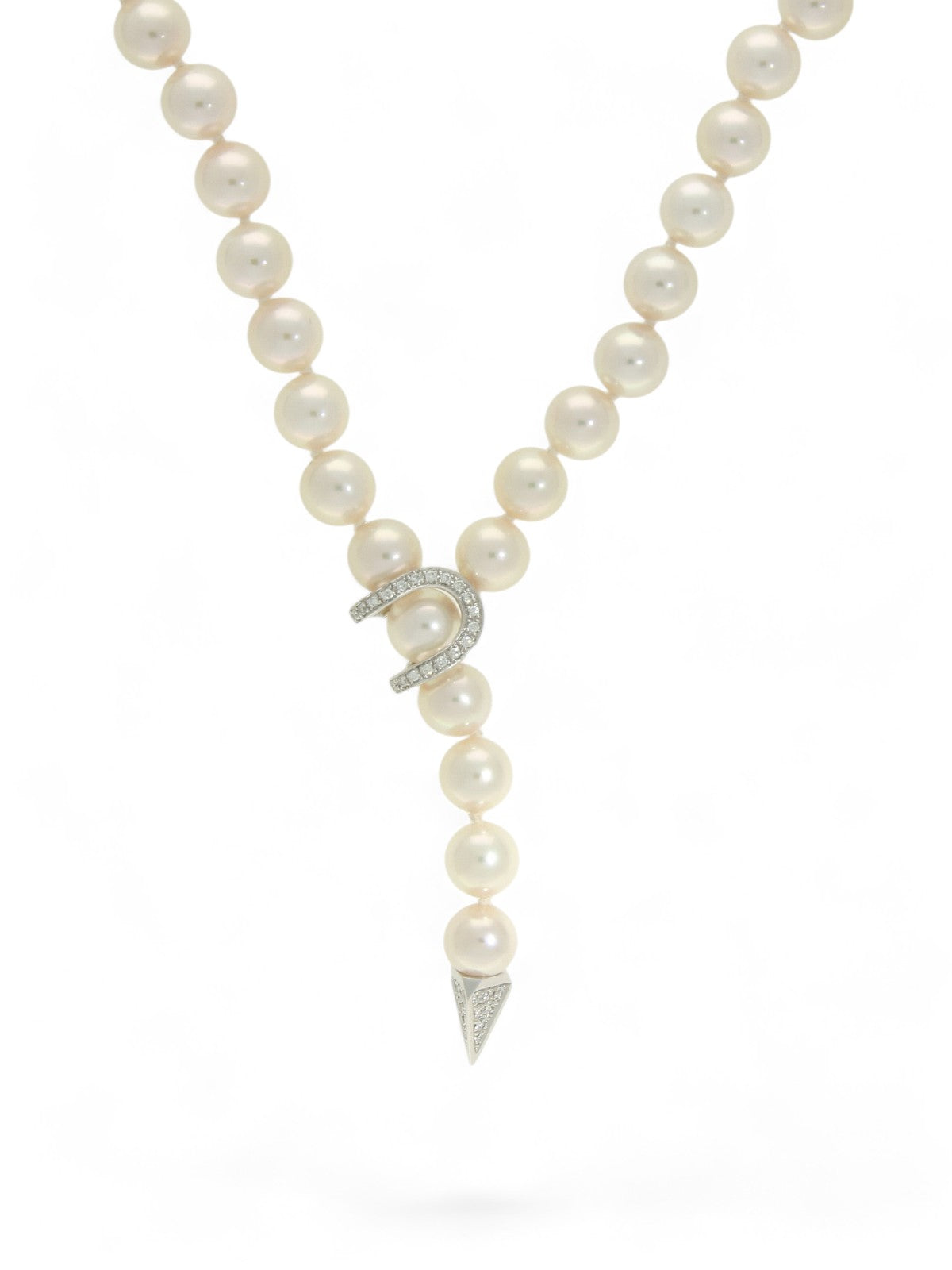Akoya Pearl & Diamond Lariat Necklace in 18ct White Gold