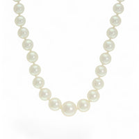 White Cultured Pearl Necklace with 9ct Yellow Gold Barrel Clasp