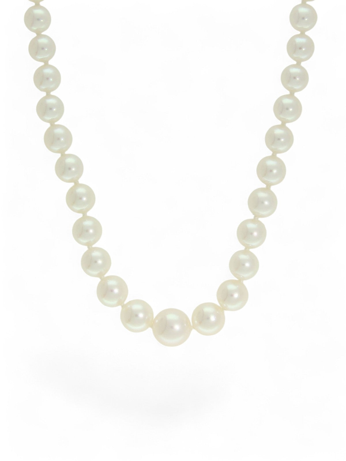 White Cultured Pearl Necklace with 9ct Yellow Gold Barrel Clasp