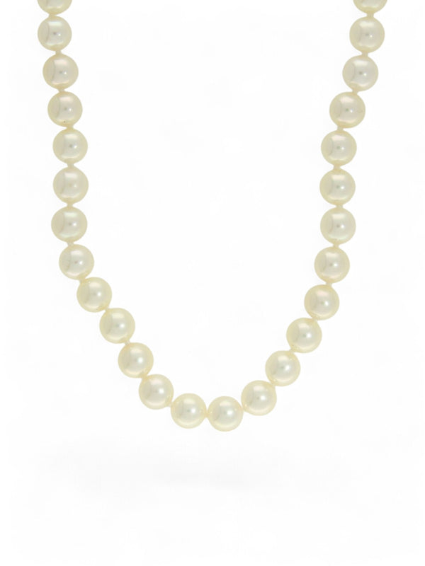 Single Row Cultured Pearl Necklace in 9ct Yellow Gold