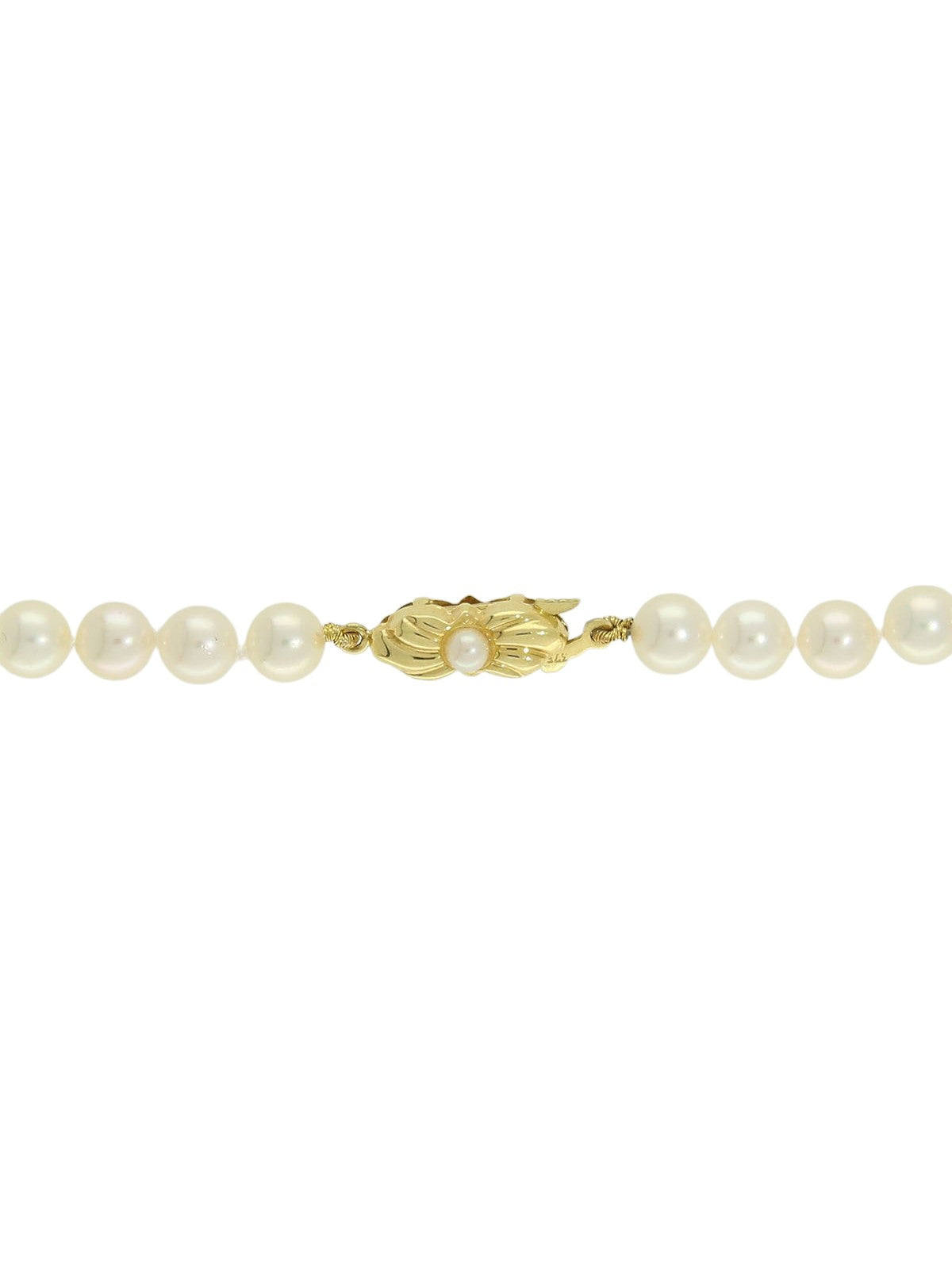 Single Row Cultured Pearl Necklace in 9ct Yellow Gold