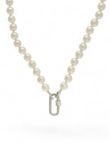 Akoya Pearl & Diamond Single Row Necklace in 18ct White Gold