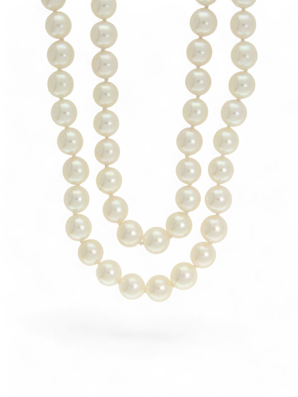 Double Row 8mm Cultured Pearl Necklace with 9ct Yellow Gold Clasp