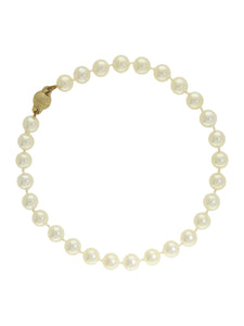 White Cultured Pearl Bracelet with Gold Magnetic Ball Clasp